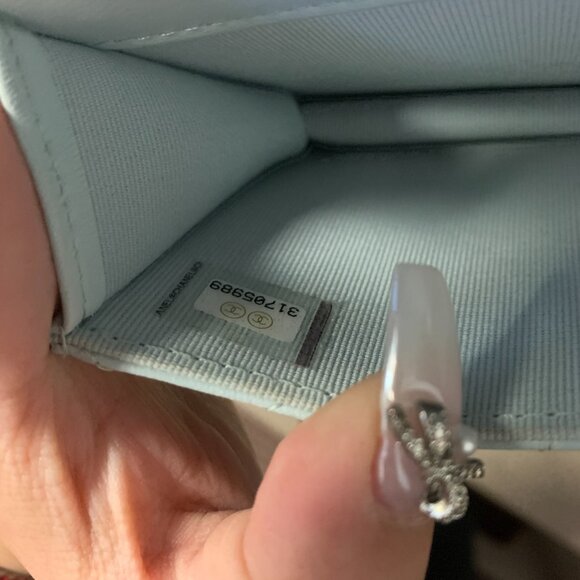 81957 Chanel Light Blue Leather Top Handle Flap Coin Purse with Chain - Picture 6 of 8